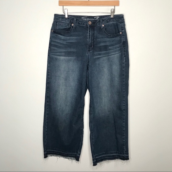 Wide Leg Denim Gaucho Pants 